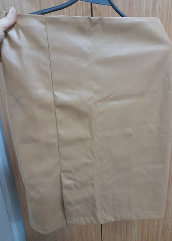 Bej Deri Midi Kalem Etek - Görsel 6