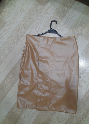 Bej Deri Midi Kalem Etek - Görsel 4