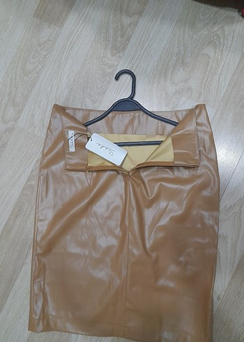 Bej Deri Midi Kalem Etek - Görsel 5