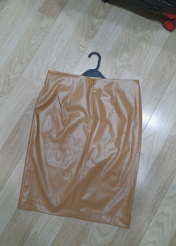 Bej Deri Midi Kalem Etek - Görsel 2