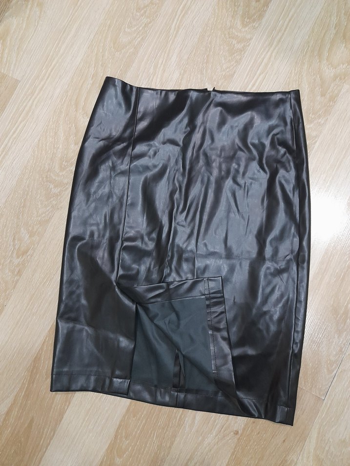 Siyah Deri Midi Kalem Etek - Görsel 5