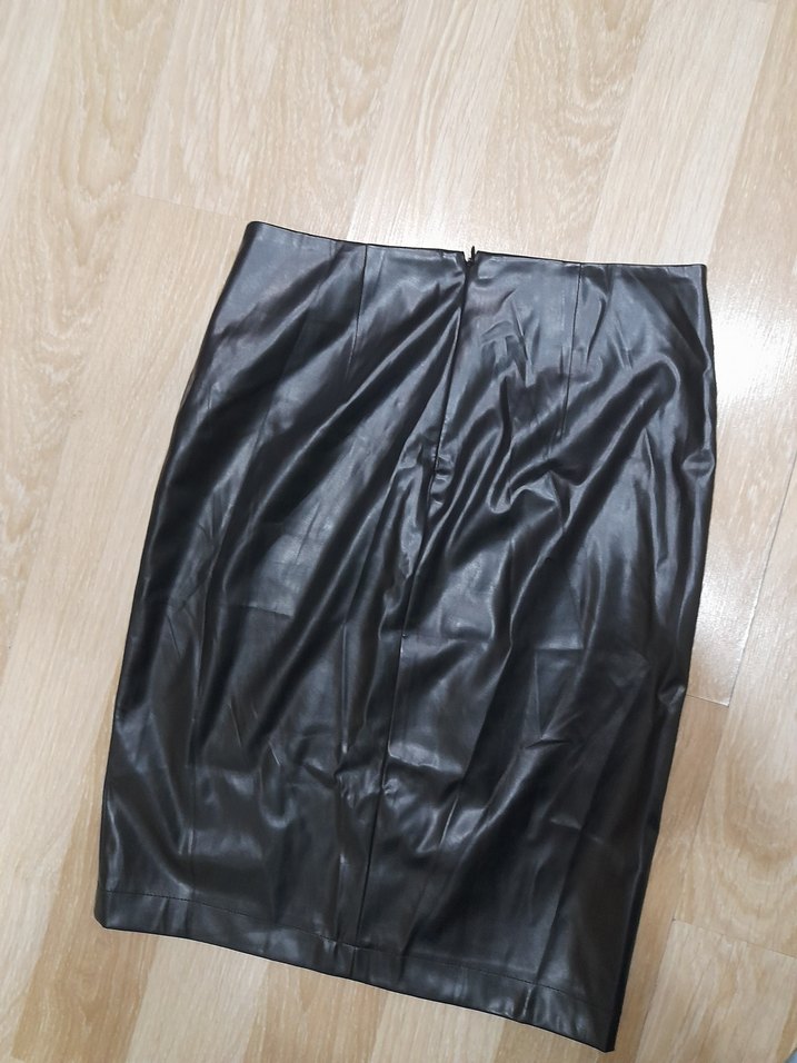 Siyah Deri Midi Kalem Etek - Görsel 3
