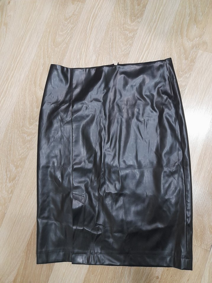 Siyah Deri Midi Kalem Etek - Görsel 2