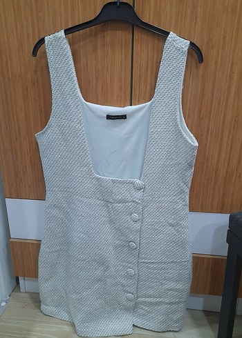 Düğmeli mint renkli mini Jile Elbise - Görsel 6