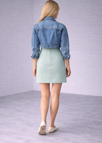 Düğmeli mint renkli mini Jile Elbise - Görsel 3