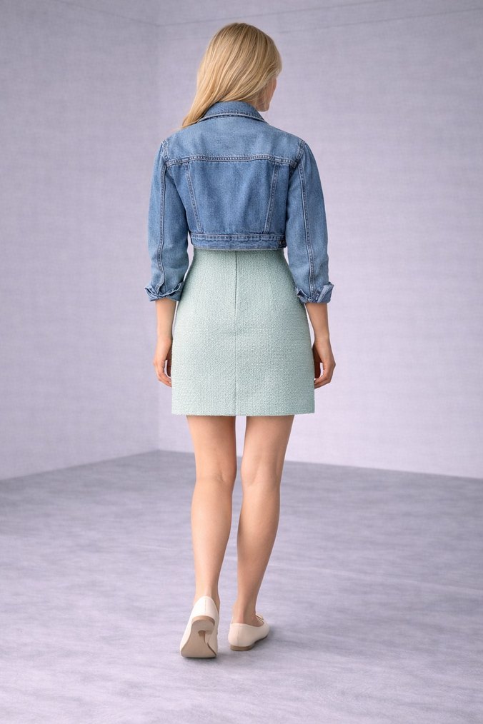 Düğmeli mint renkli mini Jile Elbise - Görsel 3