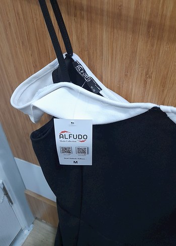 Siyah Midi Straplez Klasik Elbise - Görsel 8