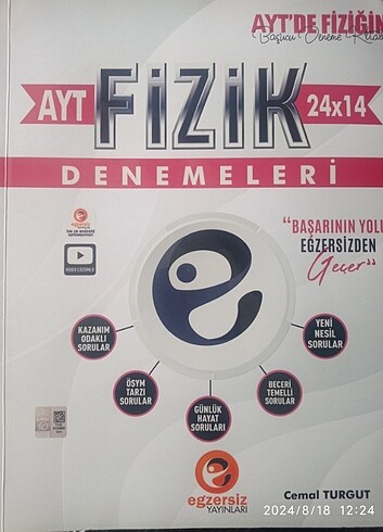 Egzersiz yayınları Ayt Fizik branş denemeleri 