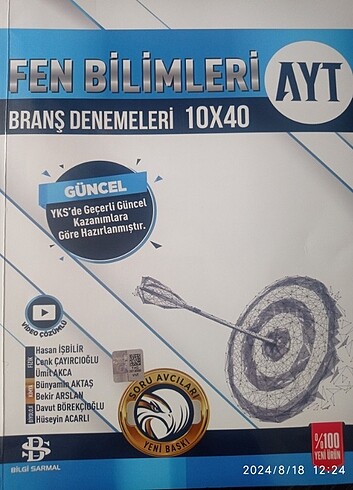 Bilgi Sarmal Yayınları Ayt Fen Bilimleri Branş Denemeleri