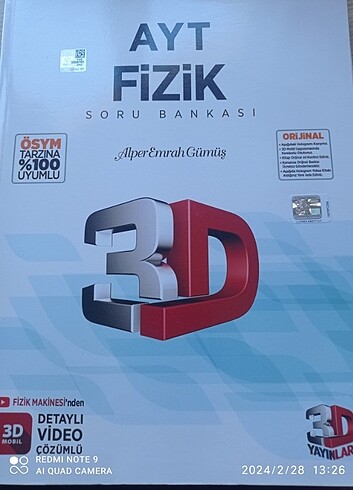 3D Yayınları Ayt Fizik Soru Bankası 