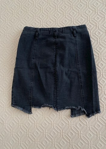 Diğer Fermuarlı Antrasit Denim Mini Etek