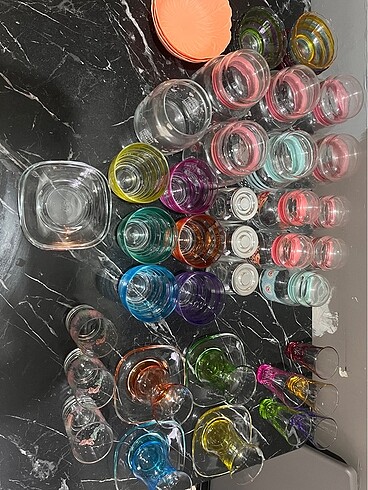 Komple mutfak renkli cam set satılık