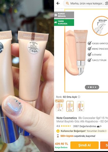 Note Mineral BB Kapatıcı 2 renk bulunuyor - Görsel 2