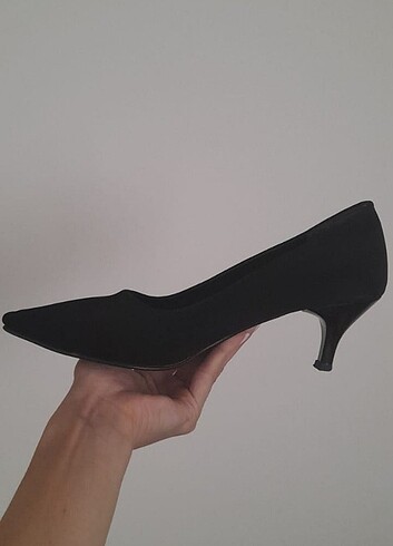 Siyah Süet topuklu ayakkabı  - Görsel 6