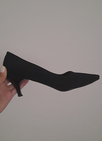 Siyah Süet topuklu ayakkabı  - Görsel 7