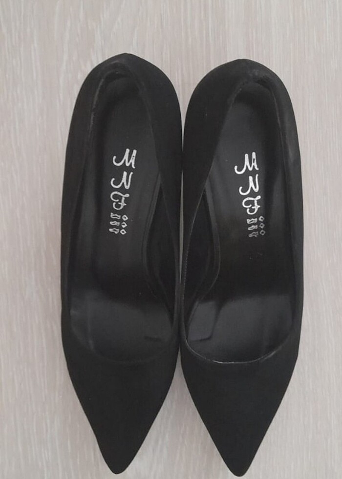 Siyah Süet topuklu ayakkabı  - Görsel 2