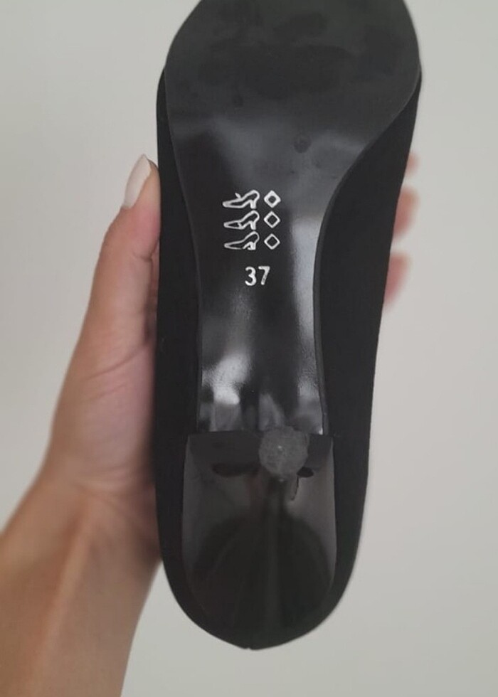 Siyah Süet topuklu ayakkabı  - Görsel 5