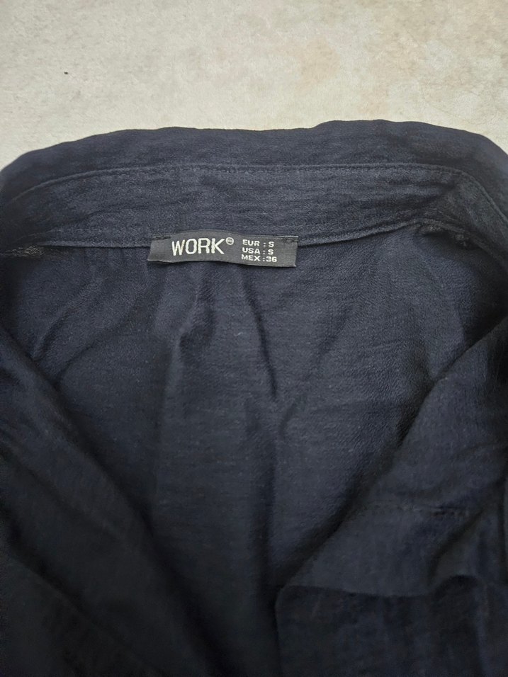 Düğmeli Nakışlı Mavi Keten Uzun Kollu Gömlek - Görsel 3