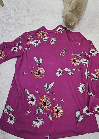 Mor Çiçek Desenli Uzun Kollu Kadın Bluz - Görsel 2