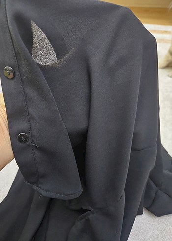 Siyah Uzun Kollu Düğmeli Kadın Gömlek - Görsel 4