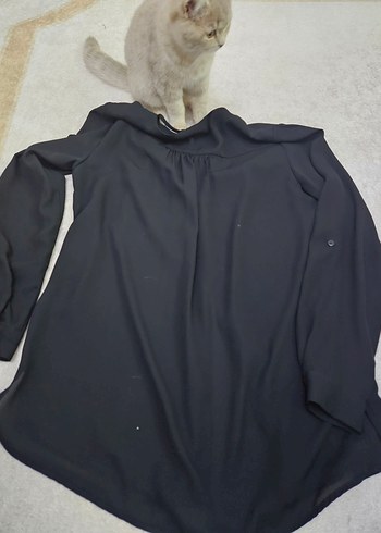 Siyah Uzun Kollu Düğmeli Kadın Gömlek - Görsel 2