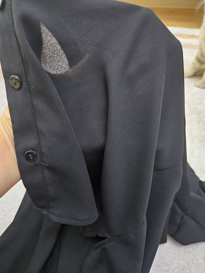 Siyah Uzun Kollu Düğmeli Kadın Gömlek - Görsel 4