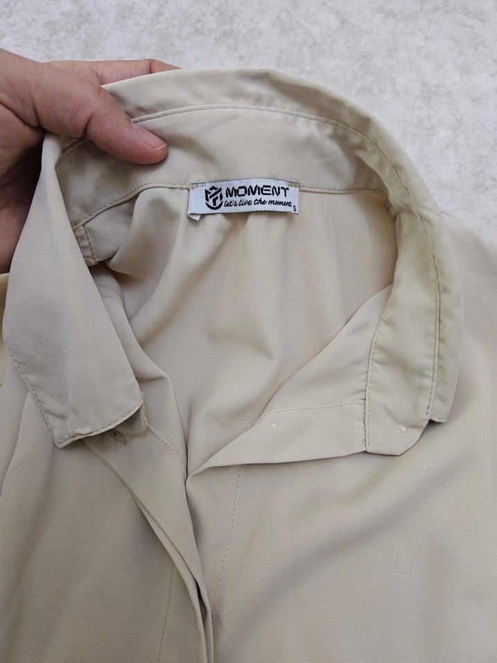 Bej Kısa Kollu Salaş Keten Gömlek - Görsel 2