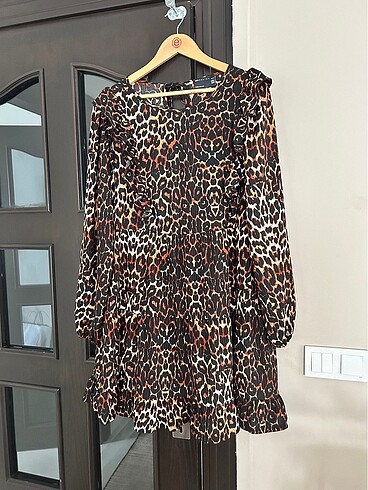 Leopar günlük elbise