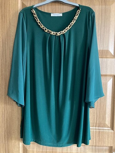 Yeşil, Gold Detaylı Bluz