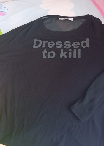 Siyah Pamuklu TişörtUzun Kollu - Görsel 2