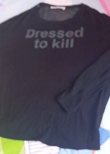 Siyah Pamuklu TişörtUzun Kollu - Görsel 4