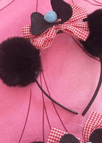 Puantiyeli Fiyonklu Pembe Punk Çocuk Taç çifti 100 - Görsel 2