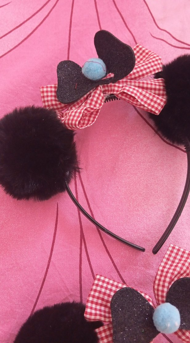 Puantiyeli Fiyonklu Pembe Punk Çocuk Taç çifti 100 - Görsel 2