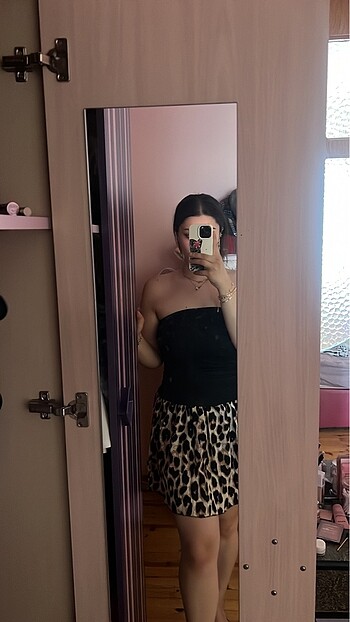 xl Beden Leopar siyah elbise