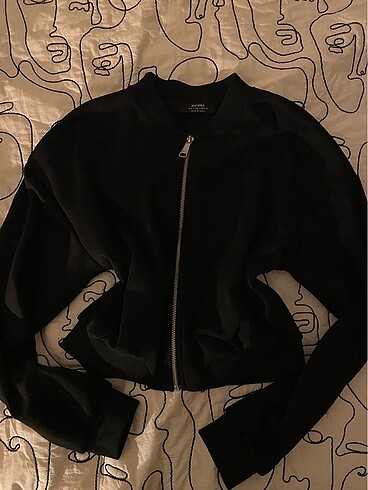 Y2k bershka siyah bomber ceket