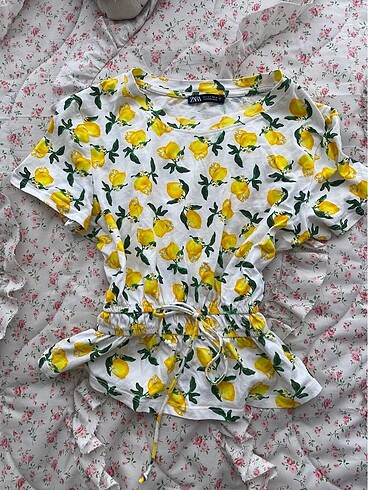xs Beden Coquette zara limonlu babydoll top
