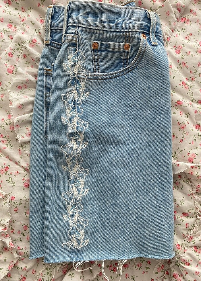 Orijinal levis vintage coquette kot etek - Görsel 4