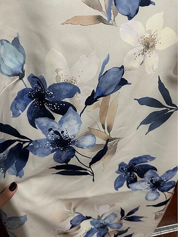 xs Beden Chima mavi çiçekli kalem elbise
