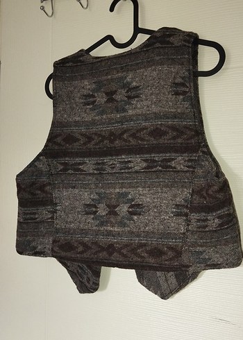 s Beden kahverengi Renk Bohem Tarzı Örgü Yün Kadın Yelek