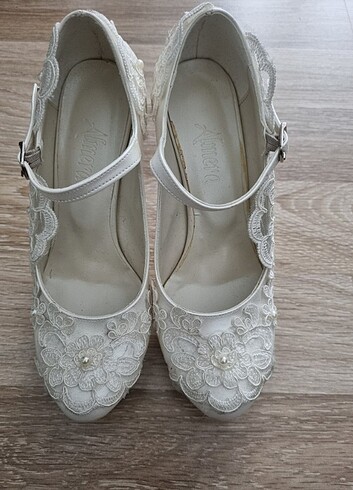 38 Beden beyaz Renk Topuklu gelin ayakkabısı 