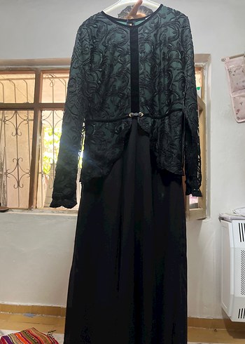 Siyah Uzun Kollu Drapeli Gotik Uzun Elbise