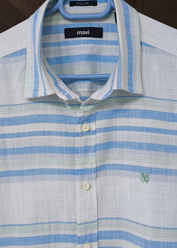 Orijinal Mavi Desenli Gömlek - Görsel 5