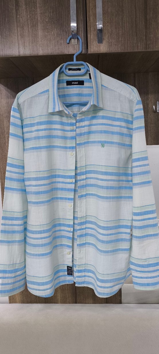 Orijinal Mavi Desenli Gömlek - Görsel 4