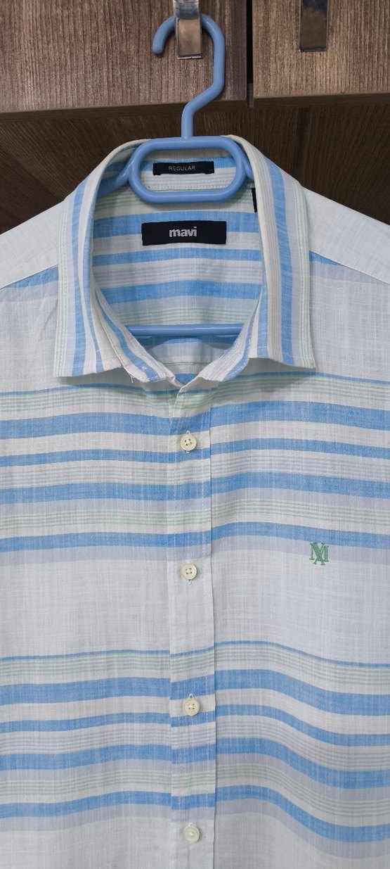 Orijinal Mavi Desenli Gömlek - Görsel 5