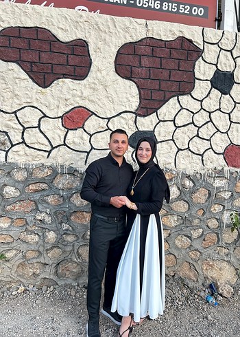 Diğer Uzun Siyah Etnik Desenli Drapeli Kadın Elbise