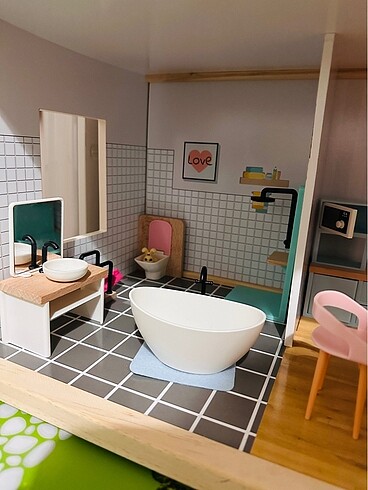 Beden Renk Ahşap ev -Barbie evi