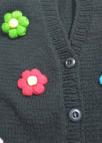 Renkli Nakışlı Örgü Kız Hırka 4 5 6yaşa olur - Görsel 2