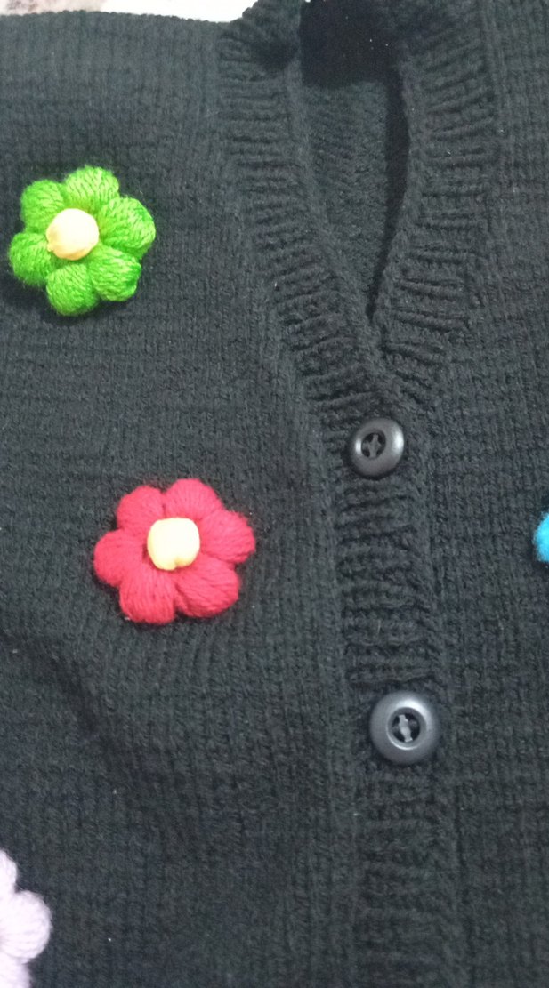 Renkli Nakışlı Örgü Kız Hırka 4 5 6yaşa olur - Görsel 2