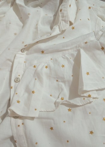 Düğmeli Beyaz Pamuklu Uzun Kollu Kadın Gömlek - Görsel 4