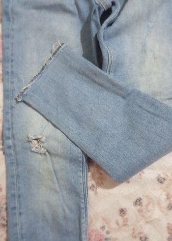 Düğmeli Mavi Rahat Kesim Kadın Kot Pantolon - Görsel 4